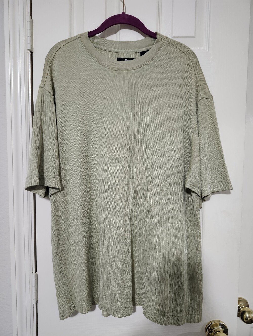 6A by AXIS Vintage Ribbed Knit Textured Short Sleeve Shirt Olive Green
